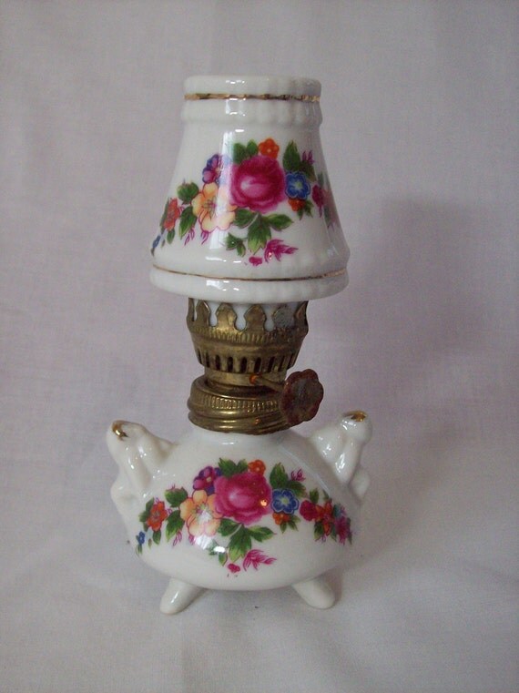 Rose Ceramic Oil Lamp Miniature Rose Kerosene Lantern Rose