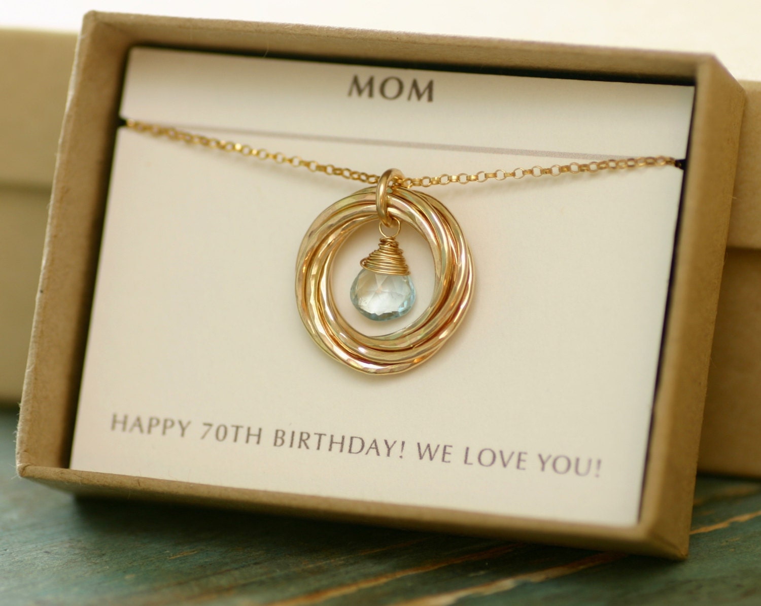 70th birthday gift for mom jewelry for grandma gift blue