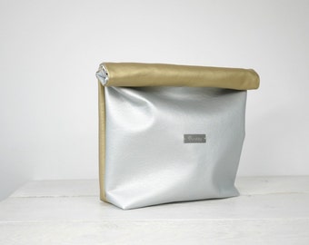 Silver and Gold Lunch Bag, Silver and Gold Lunch Tote