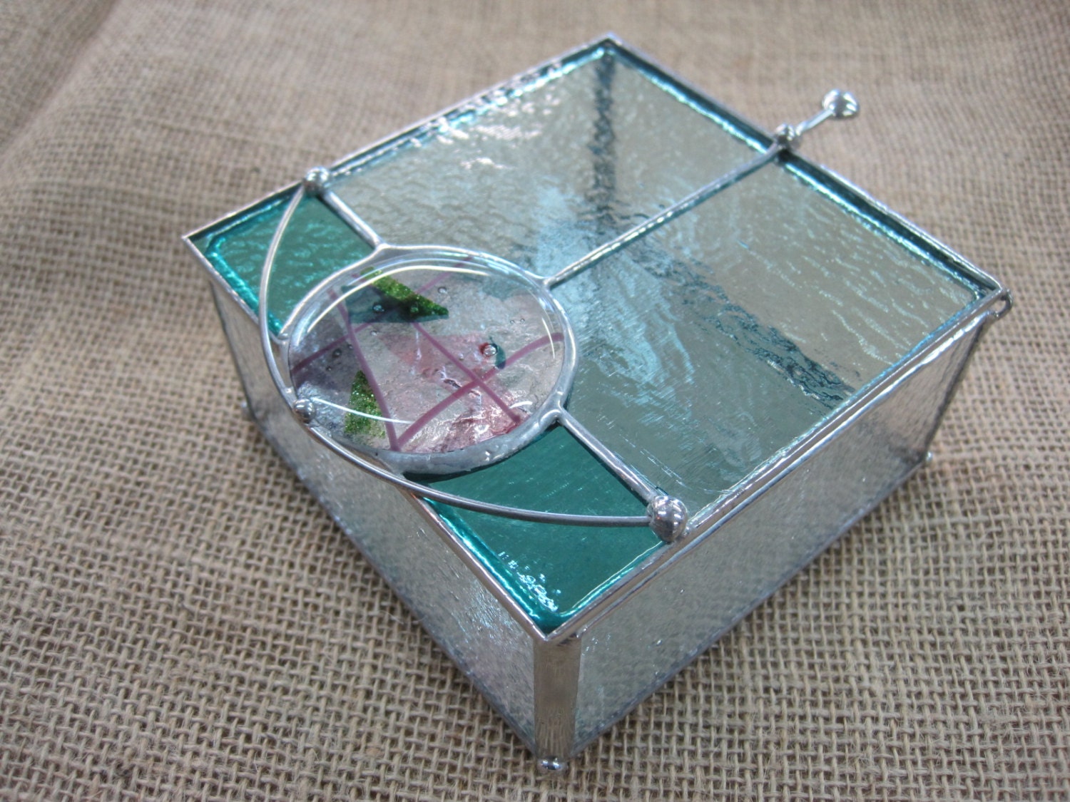 Stained Glass Keepsake Box with Fused Cabochon by RenaissanceGlass