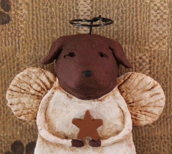 Chocolate Lab Angel, OOAK, handmade from papier mache, CHOCOLATE LAB
