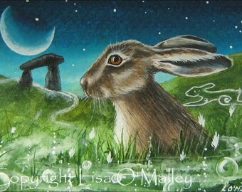 ACEO Print "Twilight Magic" Hare. Dolomen