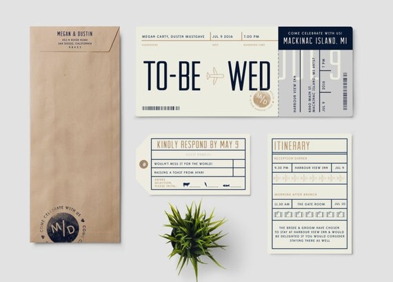 Boarding Pass Destination Wedding Invitation Suite To Be Wed