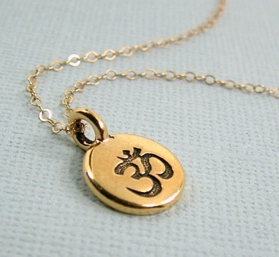 Om Necklace Om Jewelry Gold Om Charm On 14 K Gold Filled