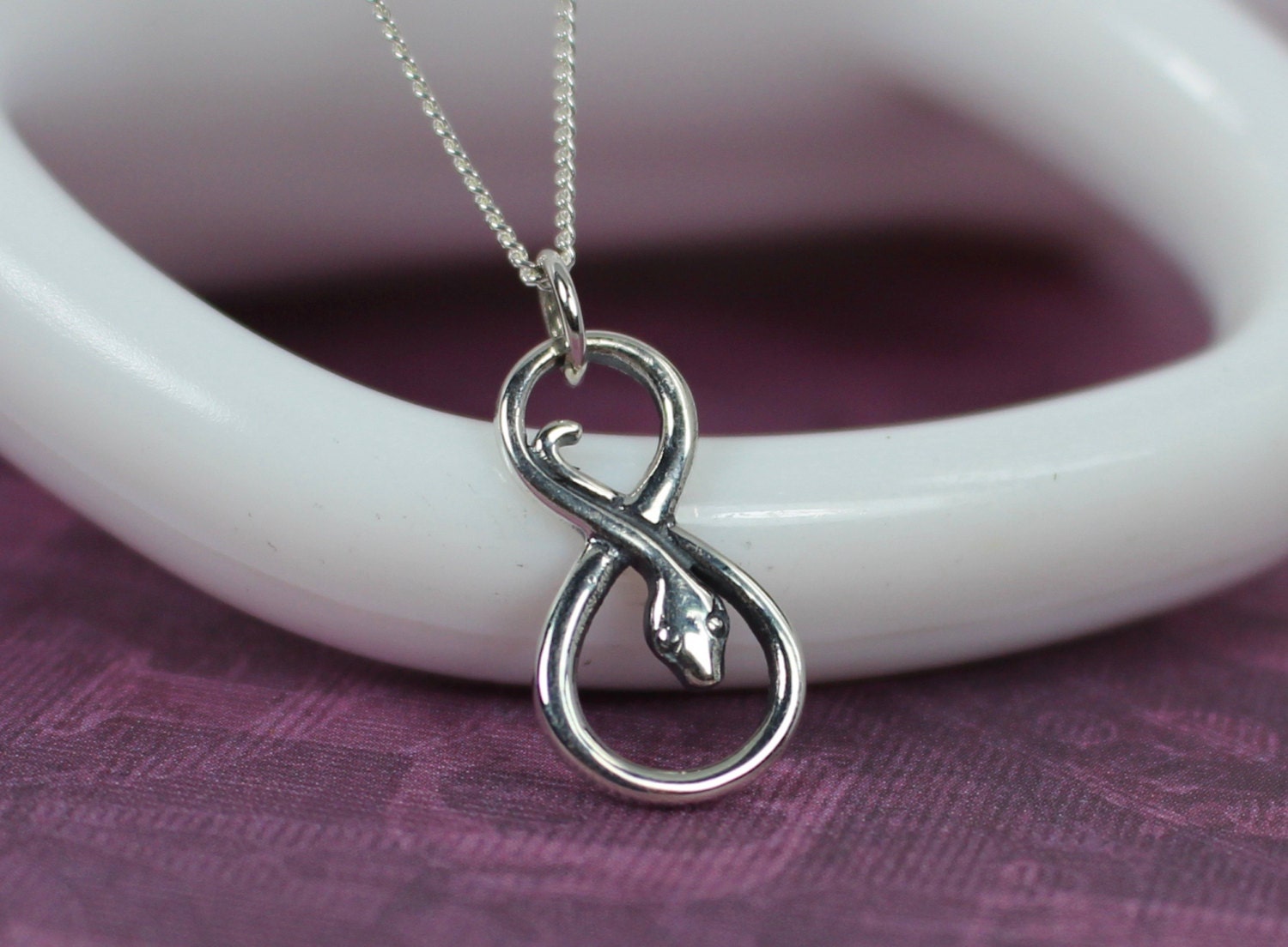 Infinity Snake Necklace Sterling Silver by hazaricreations on Etsy
