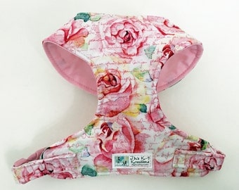 Rose Floral Comfort Soft Dog Harness - Made to Order -