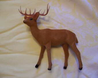 sweet flocked fuzzy deer figurine