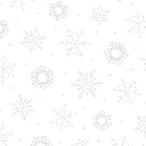 White Snowflake Fabric White On White Christmas Fabric