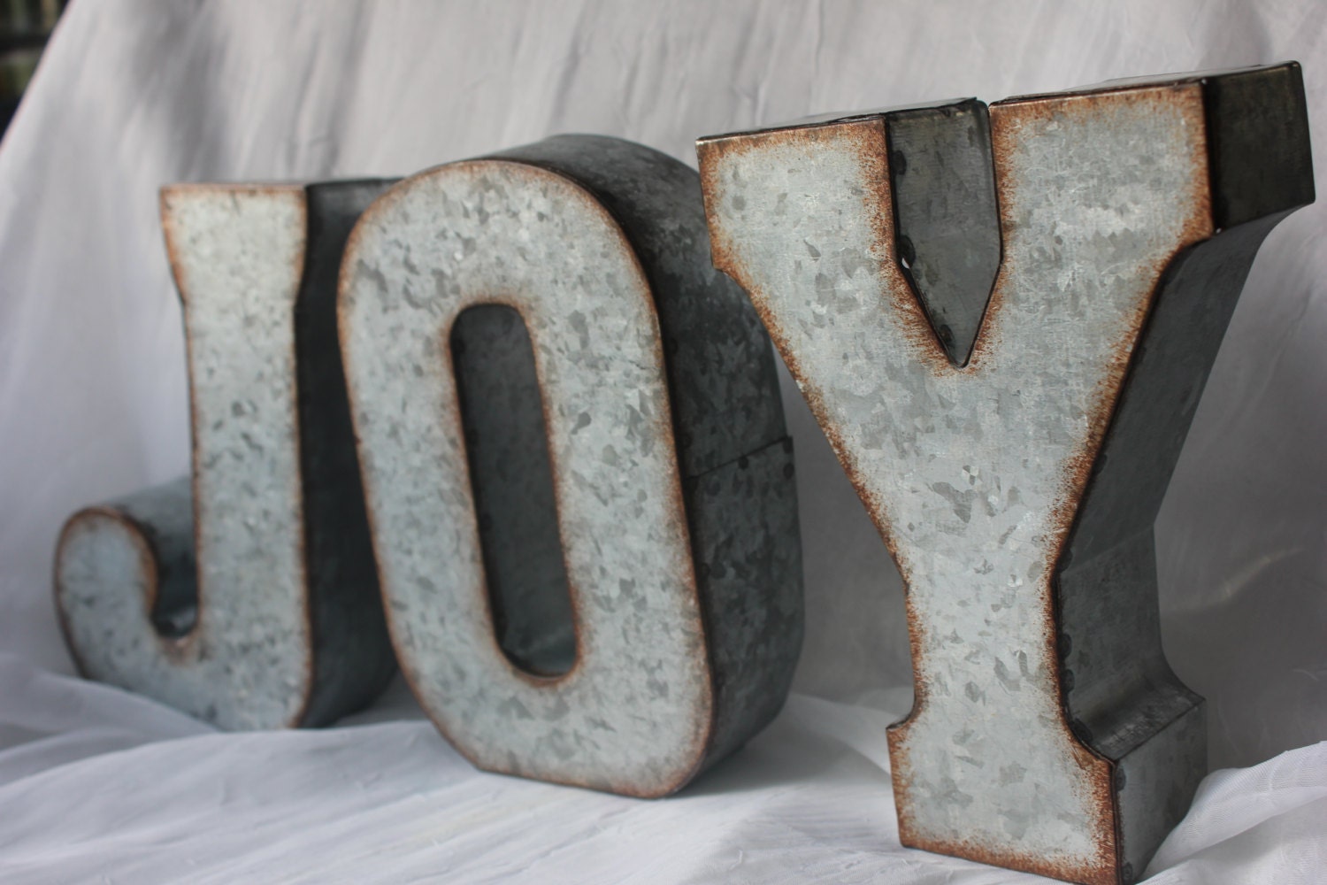 METAL JOY LETTERS Sign Holiday Rustic Christmas Decor Mantle