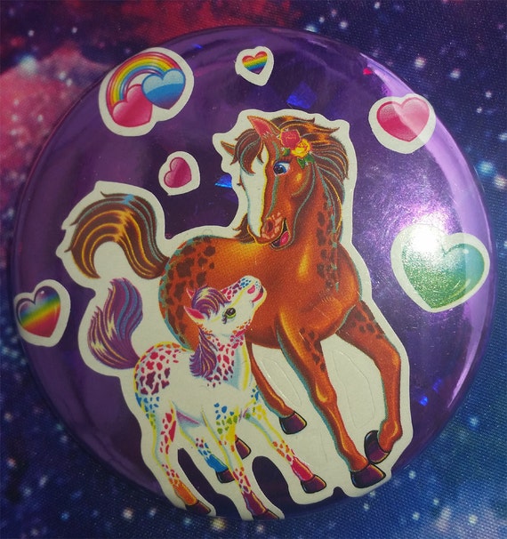 Lisa Frank Horses 2.25 Purple Holographic Pinback Button