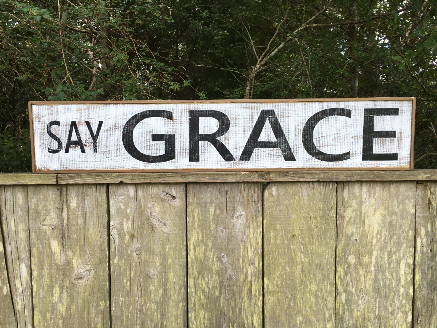 Say Grace Sign 41x7.25 framed Rustic Sign Kitchen Sign