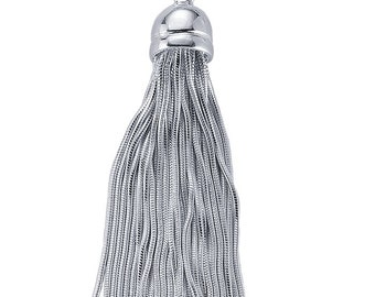 Sterling Silver Snake Chain Tassel Component, Pendant