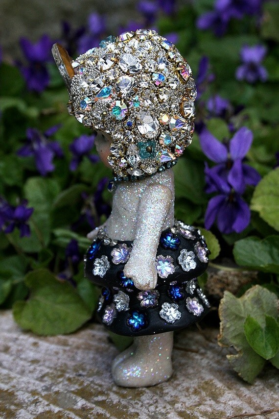 Altered Art Doll Jeweled Encrusted Jewelry Vintage Crystals