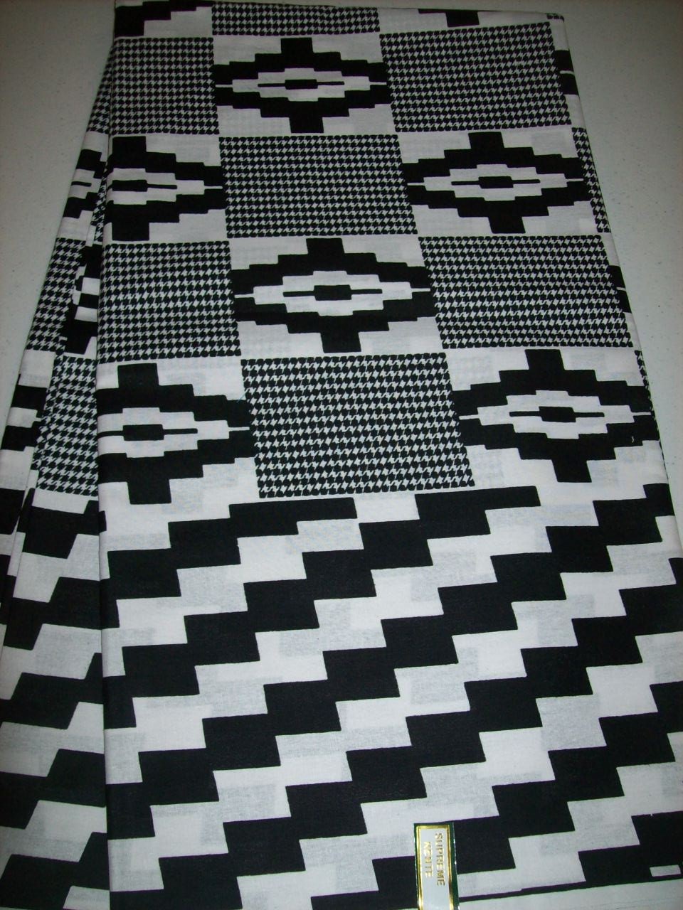 Black and White kente print fabric by the yard by tambocollection