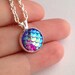 Blue, Purple, Green Scale Silver Necklace. Mermaid. Dragon