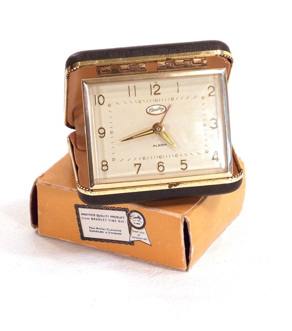 Bradley Luminous Travel Alarm Clock Vintage 1960s Wind Up