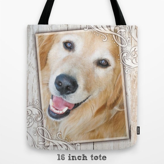 Dog Tote Bag Golden Retriever Tote Bag Happy by PawsFurAMoment