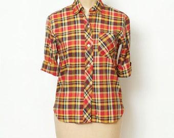 Vintage 50s Shirts / Pin up top / Retro / 50s cardigan / Vintage / 1950s Shirts / Vintage blouses / Rockabilly / plaid shirt / rockabilly