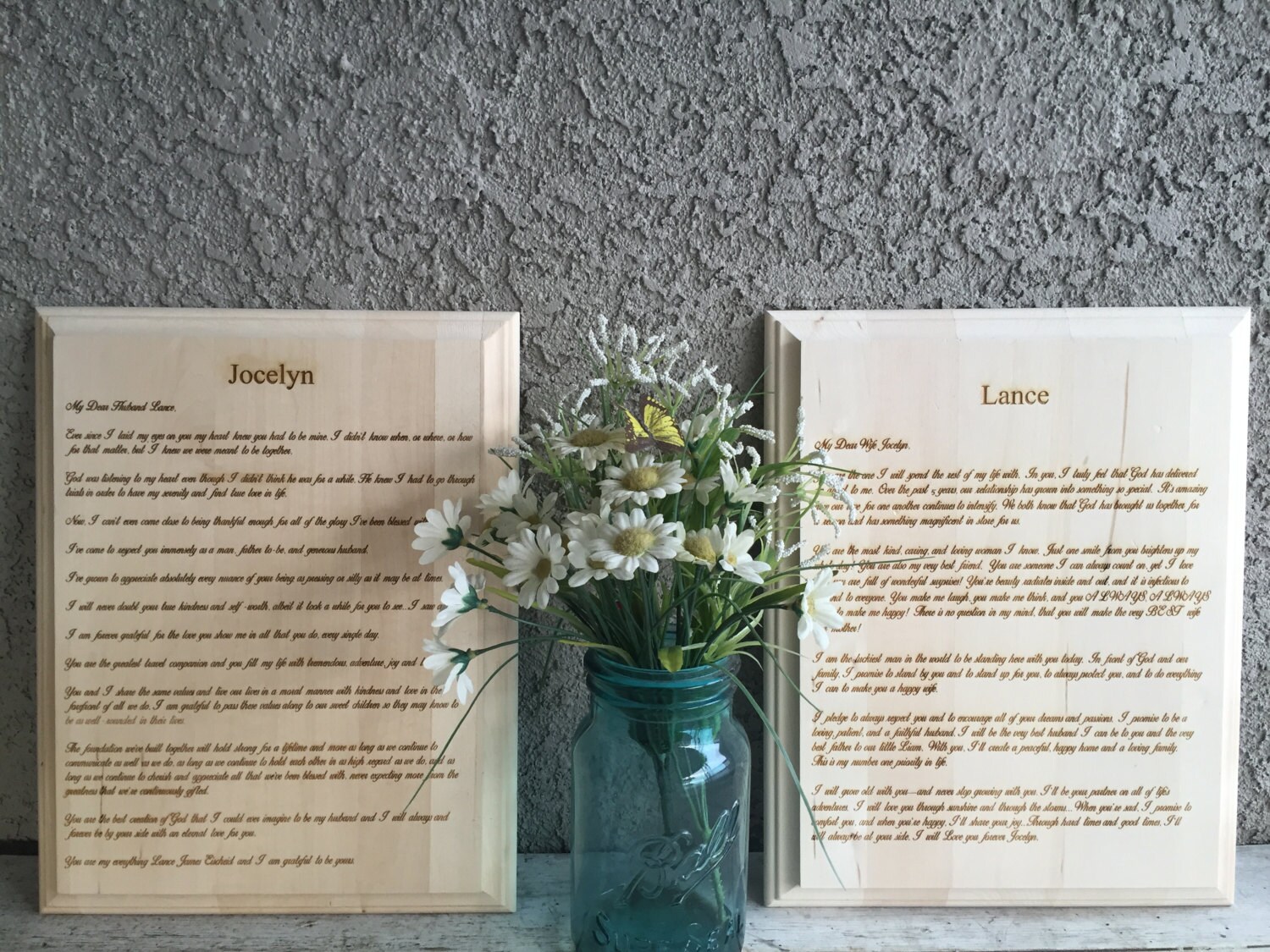 Wedding Vows Wood Plaque Engraved Personalized his and hers