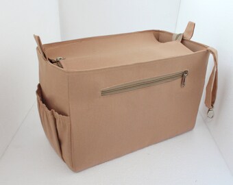 Purse organizer for Celine cabas tote with Zipper closure- Bag organizer insert in Sand