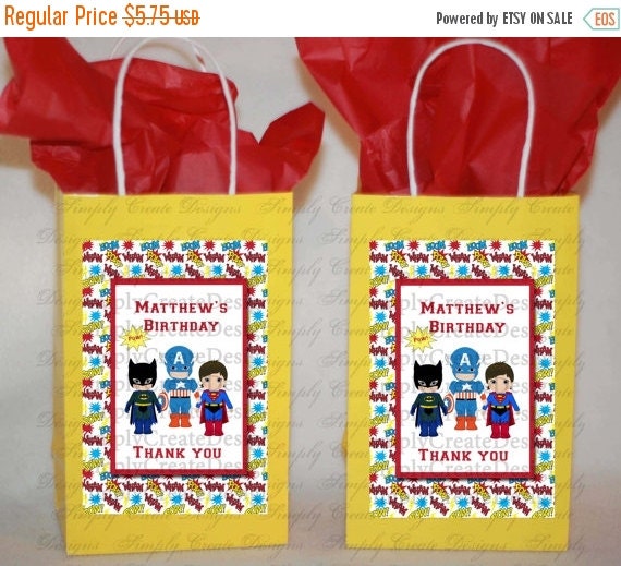 SALE Super Hero Favor Tags Boy Party 4x6 JPEG digital file Il_570xn