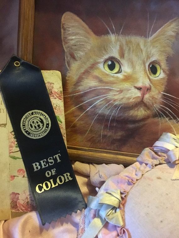 Vintage CFA CAT Show Satin Ribbon Rosette Award Best of Color