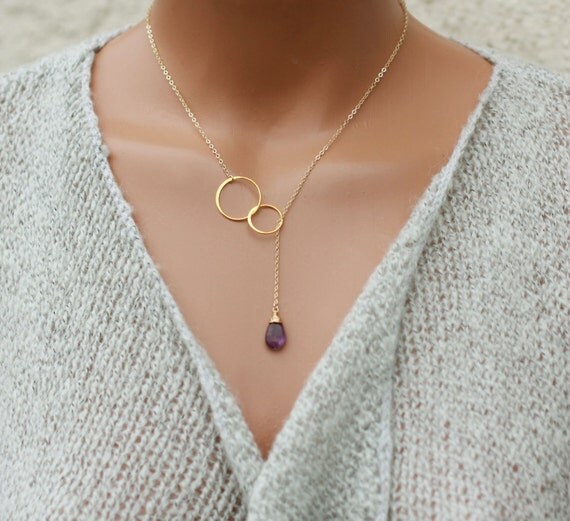 Eternity Circle Necklace / Gemstone Necklace / Gold by CVennell