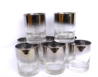 Vintage SILVER OMBRE BARWARE/ set of 8 tumblers