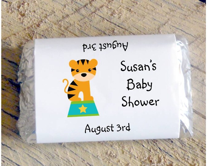 Zoo Circus Lion Tiger Elehant Seal Mini Candy Bar Wrappers for 1st 2nd 3rd 4th Birthday Party ~ Baby Shower Favors ~ Baby Sprinkle