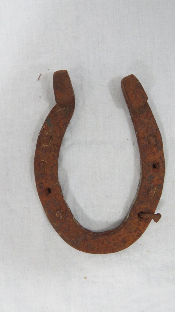 Antique Iron Horseshoe Relic with Square Nails for Western