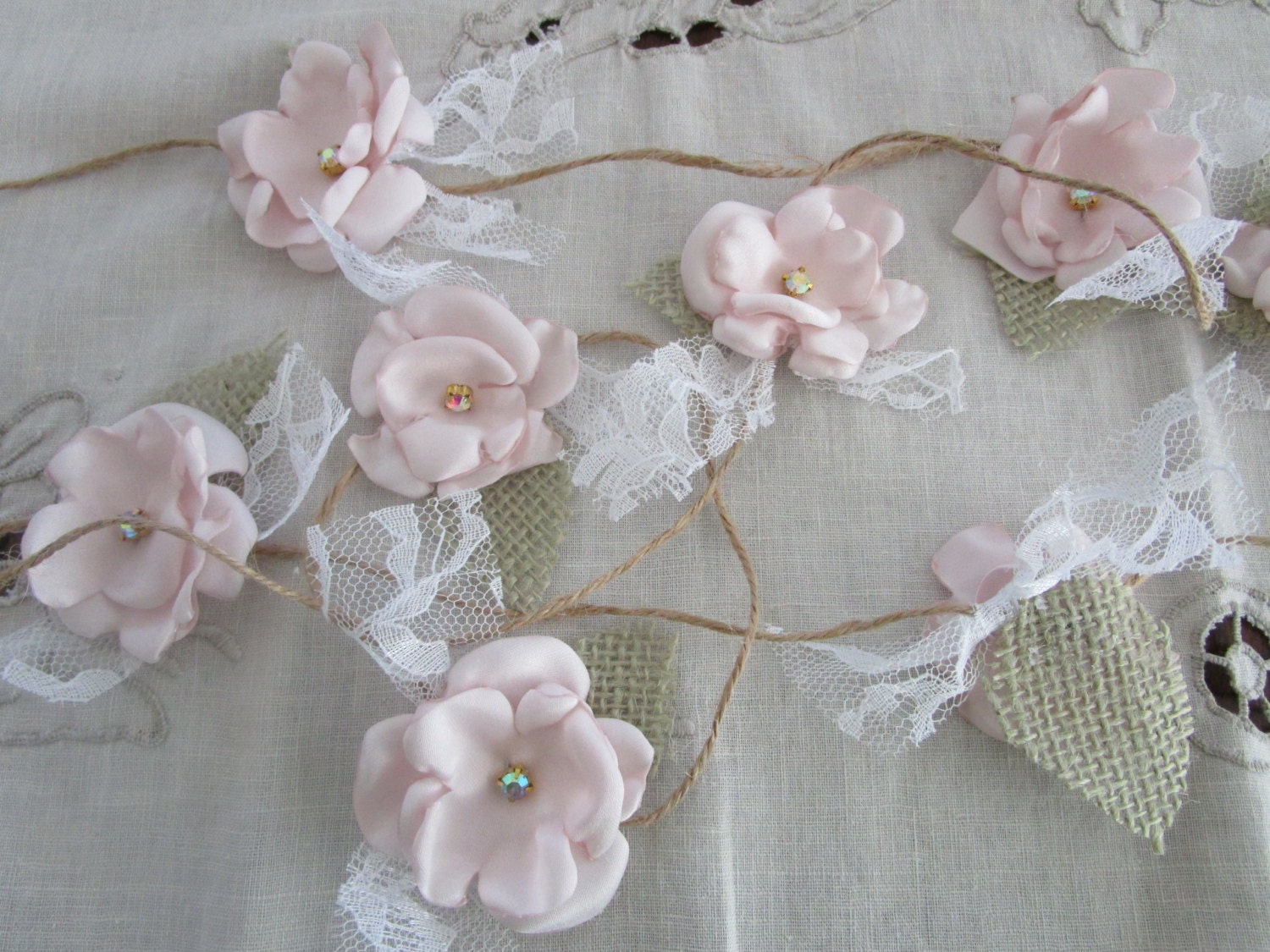 Fabric flower garland Rustic Wedding garland Backdrop
