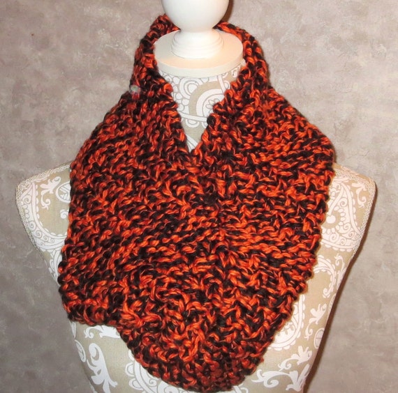 Orange and Black Chunky Infinity Scarf by forloveofjewels on Etsy