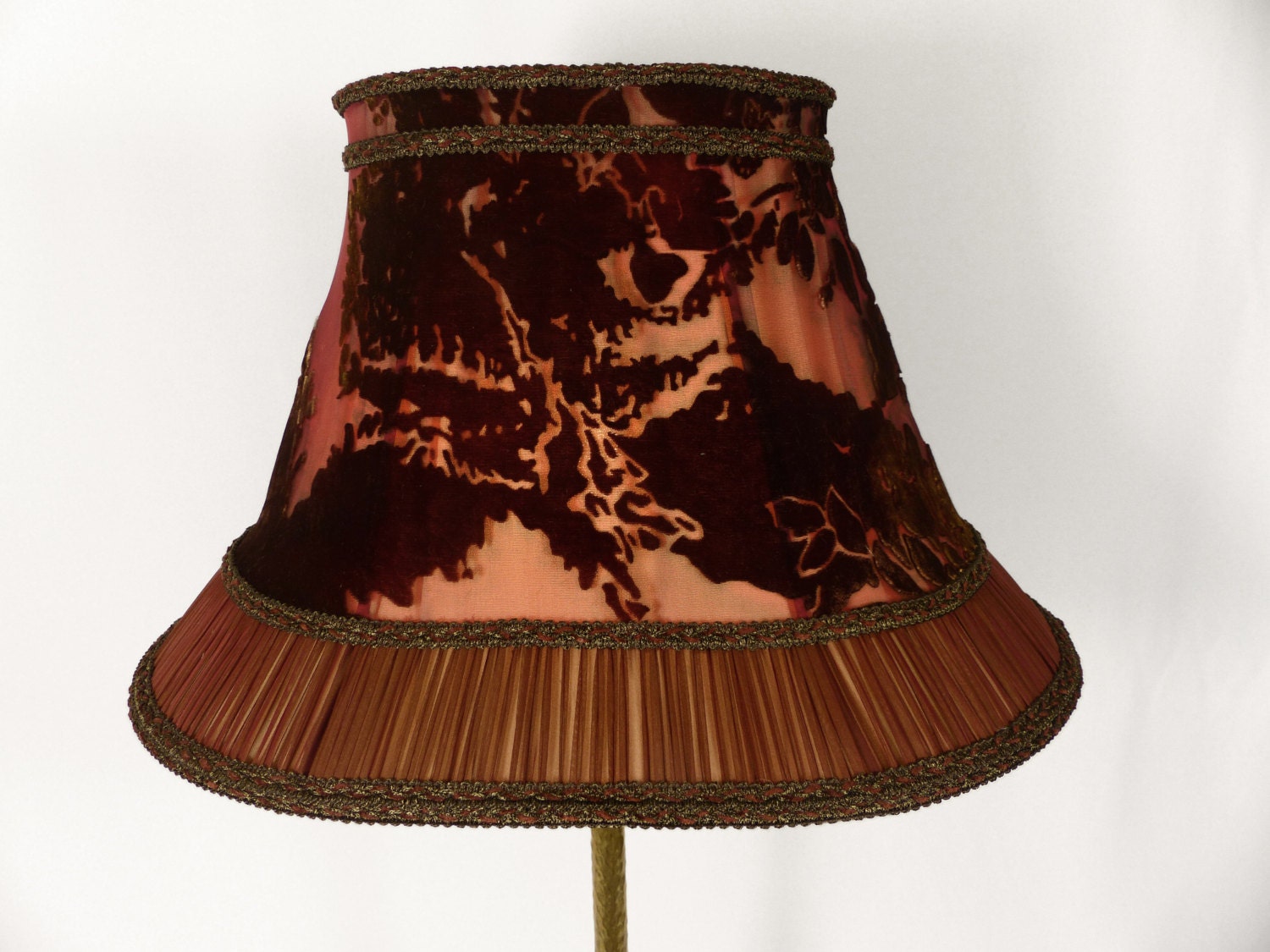 Lamp Shade Oval Hand Made Burgundy Hollywood Regency Cut