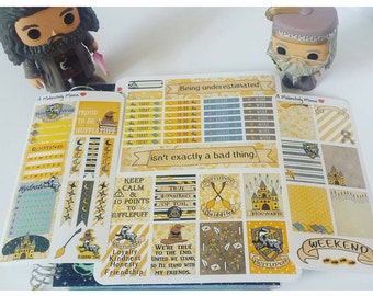 House Hufflepuff ~Hand-Drawn Harry Potter Inspired Weekly Sticker Kit For Erin Condren Vertical & EC Hardbound Planners