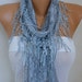 Silver Gray Lace Scarf, Summer Shawl Scarf, Cowl Scarf, Bridal Accessories, Bridesmaid Gift, Gift Ideas For Her, Women Fashion Accessories