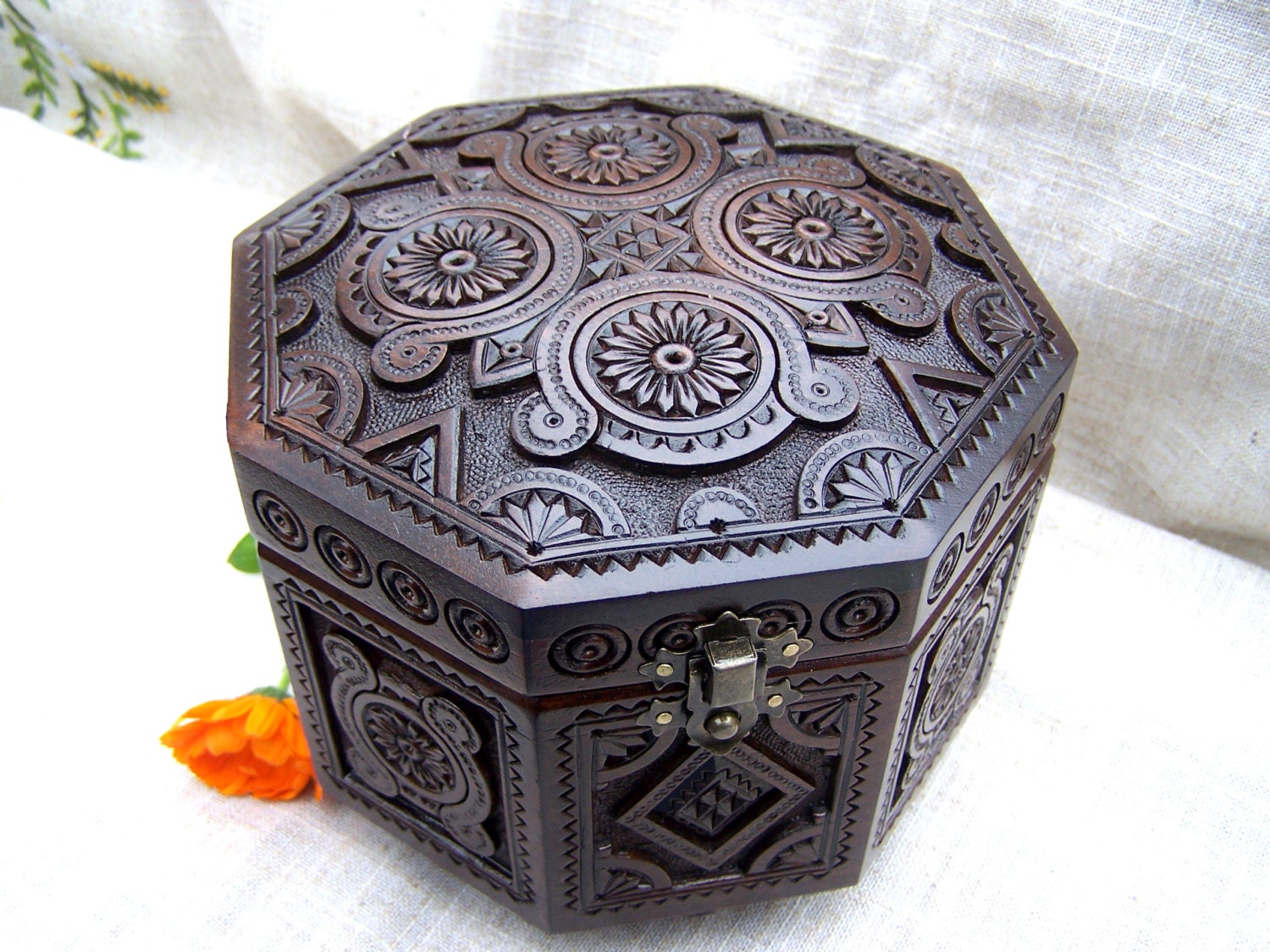 Jewelry box Wooden box Carved wood box Ring box by HappyFlying