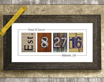 Wedding Gift Personalized Wedding Gift Wedding Gift for Couples Rustic Wedding Gift Established Date Sign Wedding Date Gift Shower Gift