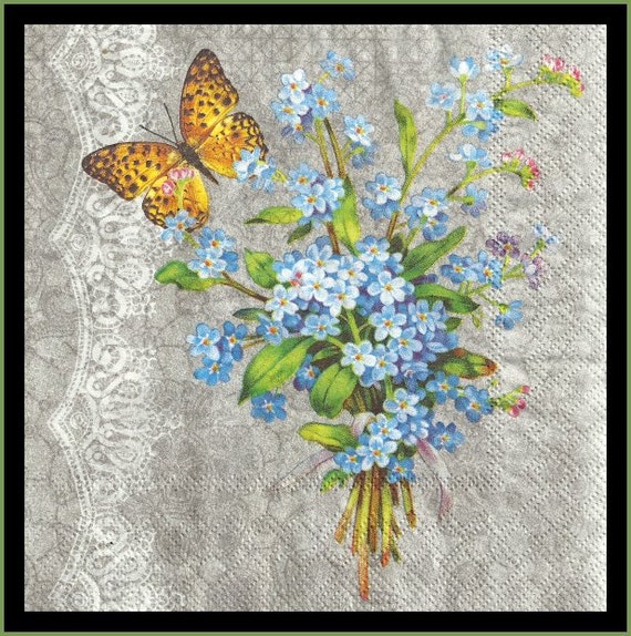 Tissue paper napkins for decoupage shabby chic flowers and