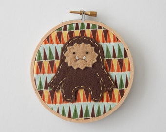 4" Bigfoot Embroidery Hoop Ornament