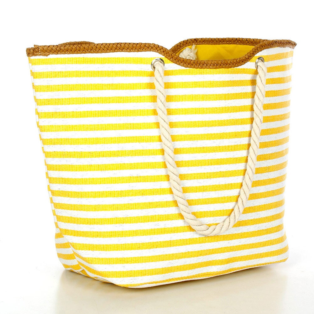 striped beach tote bag