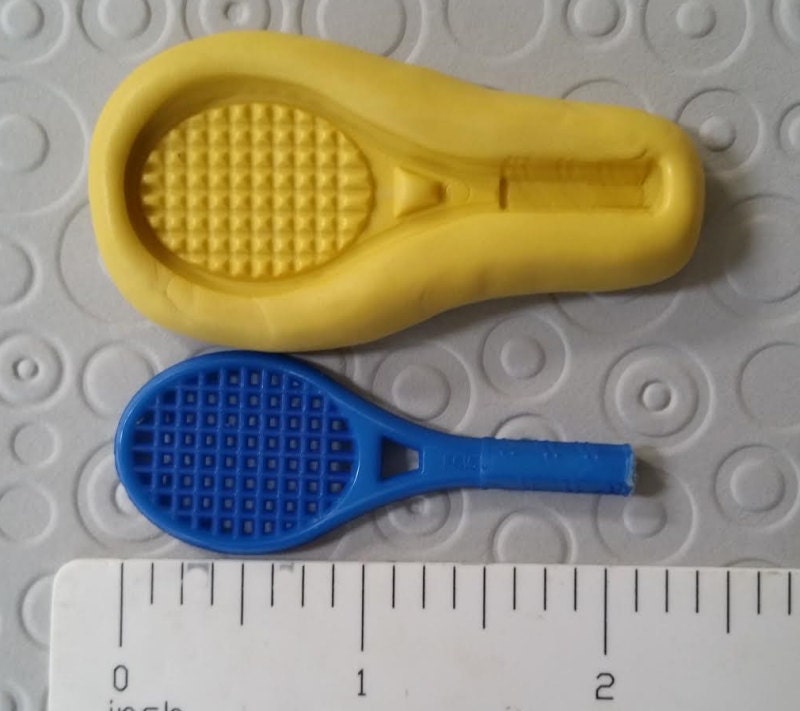 TENNIS RACKET silicone mold ball fondant chocolate polymer clay edible