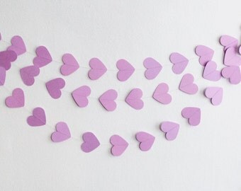 Purple Heart Garland, Purple Garland, Purple Hearts, Paper Hearts, Baby Shower Garland, Bridal Shower Garland, Valentine Garland
