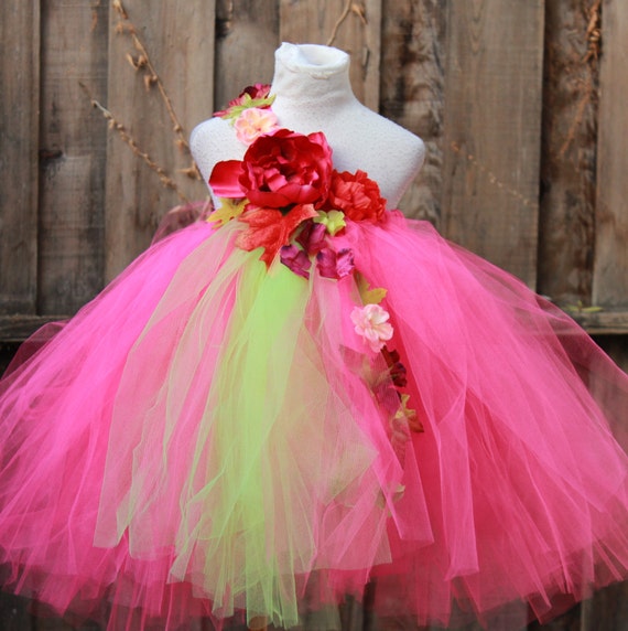 Custom Made Tutu Dress Fuchsia GreenTutu Dress Spring