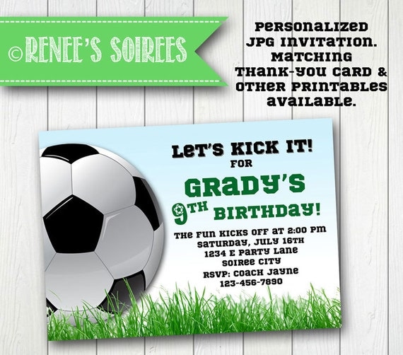 SOCCER INVITATION Printable Football Birthday Invite