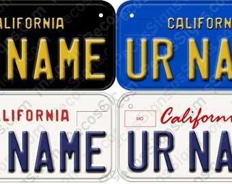 Custom Bicycle/Mini California Aluminum License Plate 6" w x 3" h Made in USA UV Protected