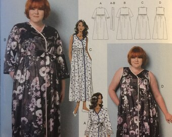 Butterick B6300, Size XXL,1X,2X,3X,4X,5X,6X, Women's Robe, Belt and Negligee Pattern, UNCUT, Plus Size, Sleepwear, Connie Crawford, 2015