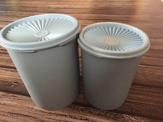 Vintage 1960s 1970s Baby  Blue  Tupperware Canister Set  of 2