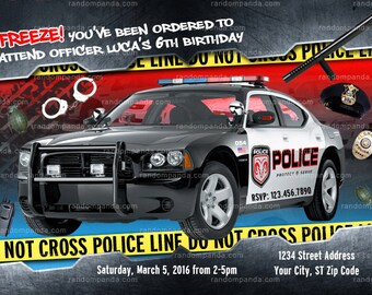 Police Officer Invitation, Policeman Birthday Invite, Police Car Party