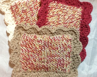 Set of 3 / Scrubbie / Pot Scrubber / Dish Scrubbie / Dishcloth / Sponge / Nylon Scrubbie / Scrubber / Barnboard Twists