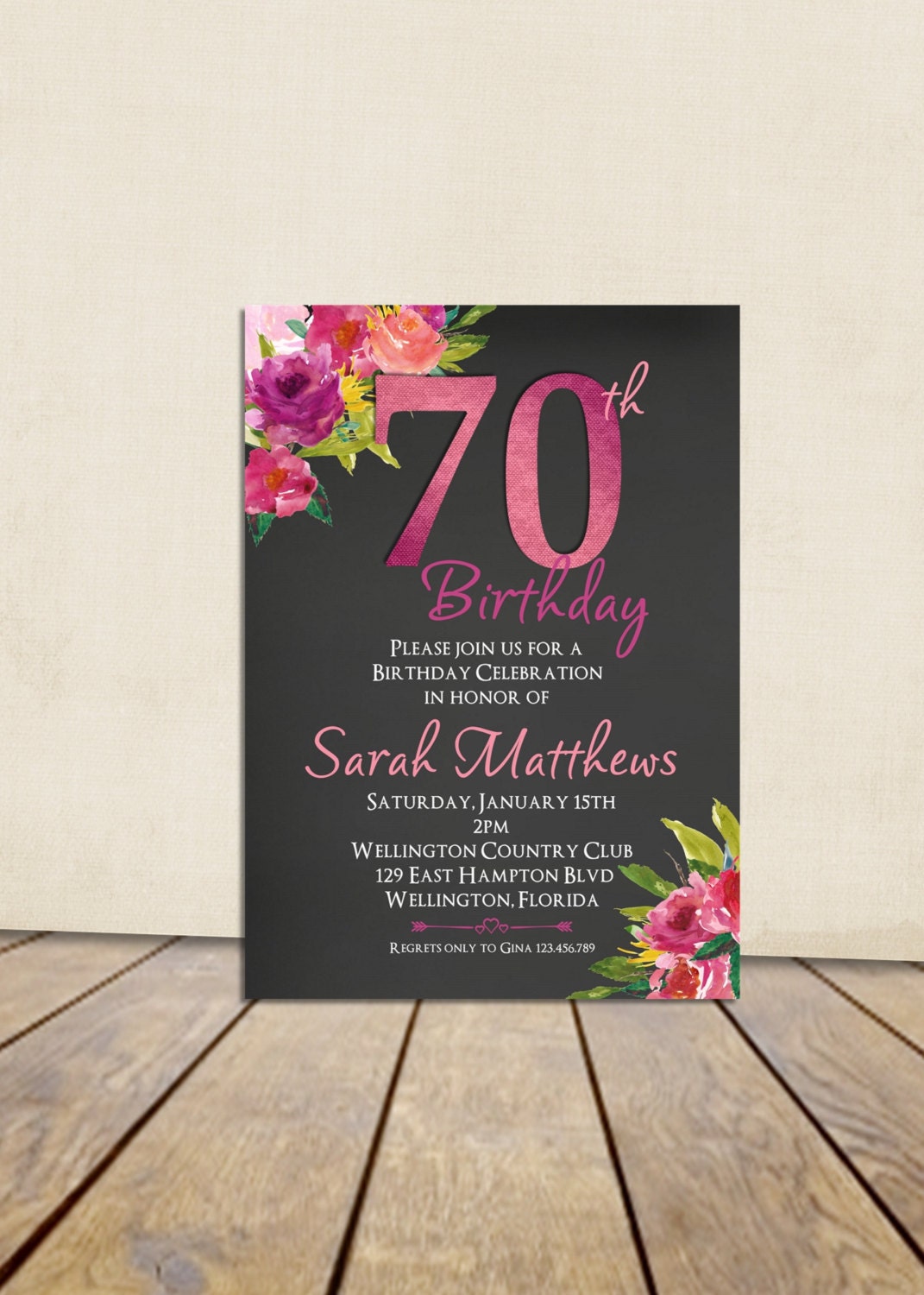 70th Birthday Invitation Surprise Birthday Invitation Any